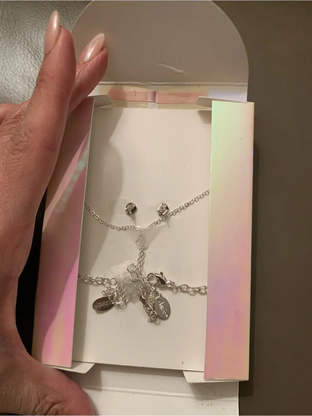 Claire's Silver Locket Heart 🤍 Initial “R” Charm Jewelry Set of 3 -
